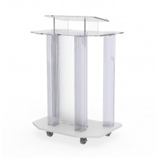 FixtureDisplays® Acrylic Podium Wood Pulpit Large Lecterm for Church School Conference Plexiglass Events Hotel Party Rally 10014