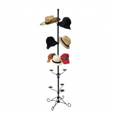 FixtureDisplays 5-Tier 15 Hat Rotating Hat Display Rack Free Standing Headwear Wig Rack Metal Floor Rack for Caps, Wigs & Hats 22X22X73