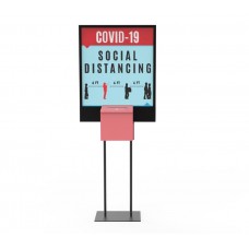 FixtureDisplays® Poster Stand Social Distancing Signage with Donation Charity Fundraising Box 11063+2X10073+10918-PINK