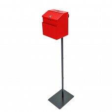 FixtureDisplays®Red Metal Donation Box Floor Stand Lobby Foyer Tithes & Offering Suggestion Collection Ballot Box 11065+11118-RED