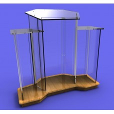 Fixture Displays® Podium, Wood Base w/ Clear Ghost Acrylic, 3 tier construction - 24hr Rental   Extended 11909 R