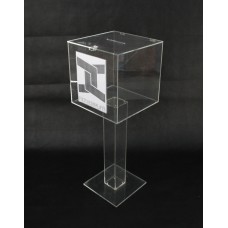FixtureDisplays® Clear Plexiglass Acrylic Large Floor Standing Tithing Box Ballot Box Church Donation with Sign Holder 14301+12065