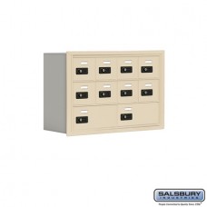 Salsbury Cell Phone Storage Locker - 3 Door High Unit (8 Inch Deep Compartments) - 8 A Doors and 2 B Doors - Sandstone - Recessed Mounted - Resettable Combination Locks  19038-10SRC