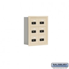 Salsbury Cell Phone Storage Locker - 3 Door High Unit (5 Inch Deep Compartments) - 6 A Doors - Sandstone - Recessed Mounted - Resettable Combination Locks  19035-06SRC