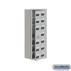 Salsbury Cell Phone Storage Locker - with Front Access Panel - 7 Door High Unit (8 Inch Deep Compartments) - 14 A Doors (13 usable) - Aluminum - Recessed Mounted - Resettable Combination Locks  19178-14ARC