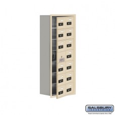 Salsbury Cell Phone Storage Locker - with Front Access Panel - 7 Door High Unit (8 Inch Deep Compartments) - 14 A Doors (13 usable) - Sandstone - Recessed Mounted - Resettable Combination Locks  19178-14SRC