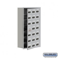 Salsbury Cell Phone Storage Locker - with Front Access Panel - 7 Door High Unit (8 Inch Deep Compartments) - 21 A Doors (20 usable) - Aluminum - Recessed Mounted - Resettable Combination Locks  19178-21ARC