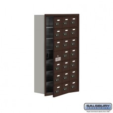 Salsbury Cell Phone Storage Locker - with Front Access Panel - 7 Door High Unit (8 Inch Deep Compartments) - 21 A Doors (20 usable) - Bronze - Recessed Mounted - Resettable Combination Locks  19178-21ZRC