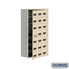 Salsbury Cell Phone Storage Locker - with Front Access Panel - 7 Door High Unit (8 Inch Deep Compartments) - 21 A Doors (20 usable) - Sandstone - Recessed Mounted - Resettable Combination Locks   19178-21SRC