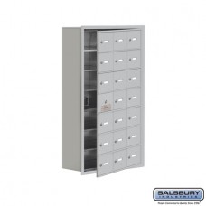 Salsbury Cell Phone Storage Locker - with Front Access Panel - 7 Door High Unit (8 Inch Deep Compartments) - 21 A Doors (20 usable) - Aluminum - Recessed Mounted - Master Keyed Locks  19178-21ARK