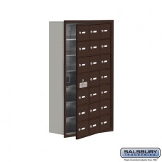 Salsbury Cell Phone Storage Locker - with Front Access Panel - 7 Door High Unit (8 Inch Deep Compartments) - 21 A Doors (20 usable) - Bronze - Recessed Mounted - Master Keyed Locks  19178-21ZRK