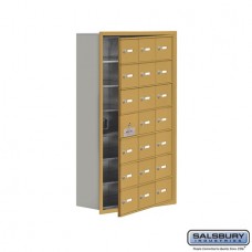 Salsbury Cell Phone Storage Locker - with Front Access Panel - 7 Door High Unit (8 Inch Deep Compartments) - 21 A Doors (20 usable) - Gold - Recessed Mounted - Master Keyed Locks  19178-21GRK