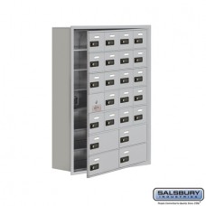 Salsbury Cell Phone Storage Locker - with Front Access Panel - 7 Door High Unit (8 Inch Deep Compartments) - 20 A Doors (19 usable) and 4 B Doors - Aluminum - Recessed Mounted - Resettable Combination Locks  19178-24ARC