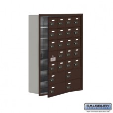 Salsbury Cell Phone Storage Locker - with Front Access Panel - 7 Door High Unit (8 Inch Deep Compartments) - 20 A Doors (19 usable) and 4 B Doors - Bronze - Recessed Mounted - Resettable Combination Locks  19178-24ZRC
