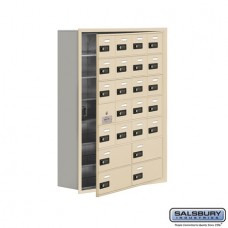 Salsbury Cell Phone Storage Locker - with Front Access Panel - 7 Door High Unit (8 Inch Deep Compartments) - 20 A Doors (19 usable) and 4 B Doors - Sandstone - Recessed Mounted - Resettable Combination Locks  19178-24SRC