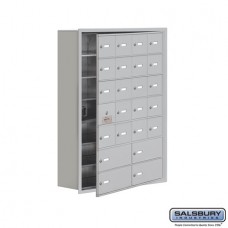 Salsbury Cell Phone Storage Locker - with Front Access Panel - 7 Door High Unit (8 Inch Deep Compartments) - 20 A Doors (19 usable) and 4 B Doors - Aluminum - Recessed Mounted - Master Keyed Locks  19178-24ARK