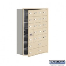 Salsbury Cell Phone Storage Locker - with Front Access Panel - 7 Door High Unit (8 Inch Deep Compartments) - 20 A Doors (19 usable) and 4 B Doors - Sandstone - Recessed Mounted - Master Keyed Locks  19178-24SRK