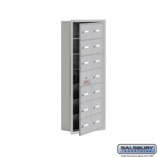 Salsbury Cell Phone Storage Locker - with Front Access Panel - 7 Door High Unit (5 Inch Deep Compartments) - 14 A Doors (13 usable) - Aluminum - Recessed Mounted - Master Keyed Locks  19175-14ARK