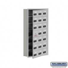 Salsbury Cell Phone Storage Locker - with Front Access Panel - 7 Door High Unit (5 Inch Deep Compartments) - 21 A Doors (20 usable) - Aluminum - Recessed Mounted - Resettable Combination Locks  19175-21ARC