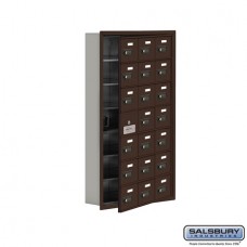 Salsbury Cell Phone Storage Locker - with Front Access Panel - 7 Door High Unit (5 Inch Deep Compartments) - 21 A Doors (20 usable) - Bronze - Recessed Mounted - Resettable Combination Locks  19175-21ZRC