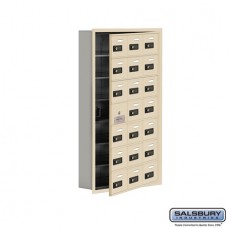 Salsbury Cell Phone Storage Locker - with Front Access Panel - 7 Door High Unit (5 Inch Deep Compartments) - 21 A Doors (20 usable) - Sandstone - Recessed Mounted - Resettable Combination Locks  19175-21SRC