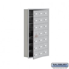 Salsbury Cell Phone Storage Locker - with Front Access Panel - 7 Door High Unit (5 Inch Deep Compartments) - 21 A Doors (20 usable) - Aluminum - Recessed Mounted - Master Keyed Locks  19175-21ARK