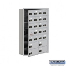 Salsbury Cell Phone Storage Locker - with Front Access Panel - 7 Door High Unit (5 Inch Deep Compartments) - 20 A Doors (19 usable) and 4 B Doors - Aluminum - Recessed Mounted - Resettable Combination Locks  19175-24ARC