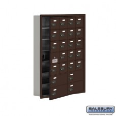 Salsbury Cell Phone Storage Locker - with Front Access Panel - 7 Door High Unit (5 Inch Deep Compartments) - 20 A Doors (19 usable) and 4 B Doors - Bronze - Recessed Mounted - Resettable Combination Locks  19175-24ZRC