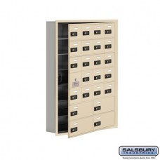 Salsbury Cell Phone Storage Locker - with Front Access Panel - 7 Door High Unit (5 Inch Deep Compartments) - 20 A Doors (19 usable) and 4 B Doors - Sandstone - Recessed Mounted - Resettable Combination Locks  19175-24SRC