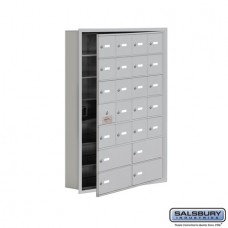 Salsbury Cell Phone Storage Locker - with Front Access Panel - 7 Door High Unit (5 Inch Deep Compartments) - 20 A Doors (19 usable) and 4 B Doors - Aluminum - Recessed Mounted - Master Keyed Locks  19175-24ARK