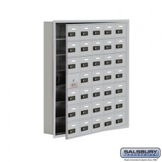 Salsbury Cell Phone Storage Locker - with Front Access Panel - 7 Door High Unit (5 Inch Deep Compartments) - 35 A Doors (34 usable) - Aluminum - Recessed Mounted - Resettable Combination Locks  19175-35ARC