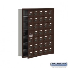 Salsbury Cell Phone Storage Locker - with Front Access Panel - 7 Door High Unit (5 Inch Deep Compartments) - 35 A Doors (34 usable) - Bronze - Recessed Mounted - Resettable Combination Locks  19175-35ZRC