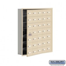 Salsbury Cell Phone Storage Locker - with Front Access Panel - 7 Door High Unit (5 Inch Deep Compartments) - 35 A Doors (34 usable) - Sandstone - Recessed Mounted - Master Keyed Locks  19175-35SRK