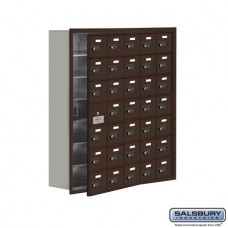Salsbury Cell Phone Storage Locker - with Front Access Panel - 7 Door High Unit (8 Inch Deep Compartments) - 35 A Doors (34 usable) - Bronze - Recessed Mounted - Resettable Combination Locks  19178-35ZRC