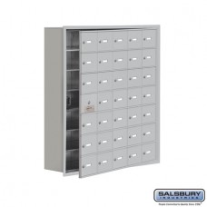 Salsbury Cell Phone Storage Locker - with Front Access Panel - 7 Door High Unit (8 Inch Deep Compartments) - 35 A Doors (34 usable) - Aluminum - Recessed Mounted - Master Keyed Locks  19178-35ARK